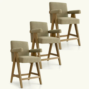 Morgan 25.5"H OAK Counter Stool with Arms (Set of 3) The Pop Maison