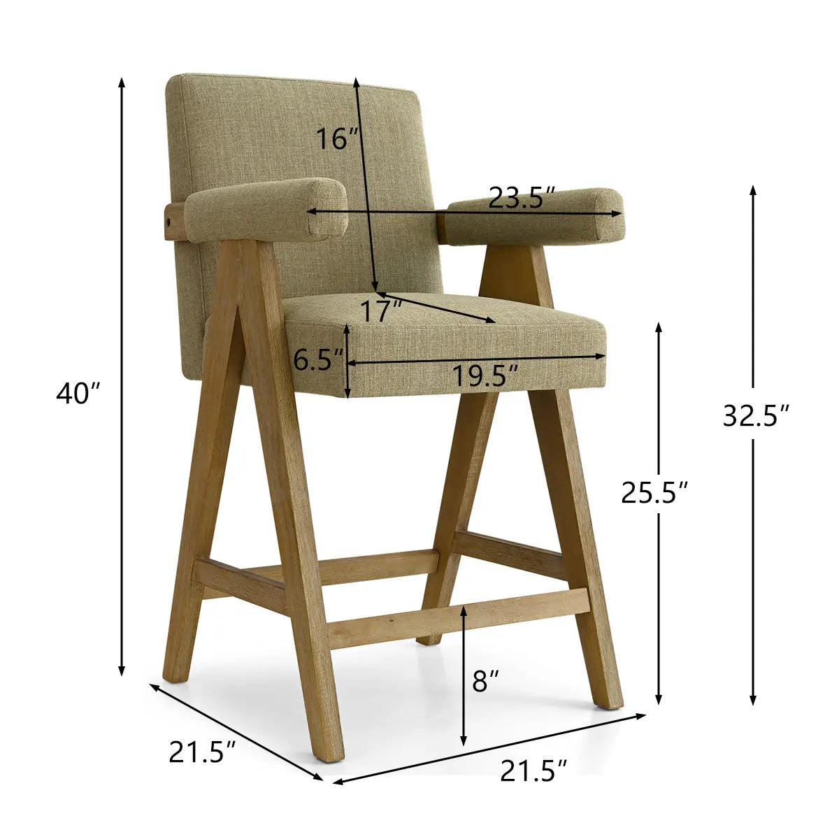 Morgan 25.5"H OAK Counter Stool with Arms The Pop Maison