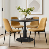 New Haven 35" Black Table & Oslo Black Leg Chair 5pcs Dining Set The Pop Maison