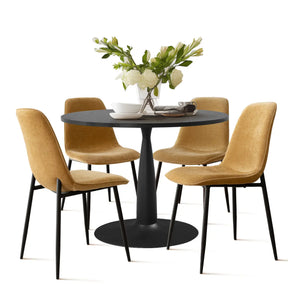 New Haven 35" Black Table & Oslo Black Leg Chair 5pcs Dining Set The Pop Maison