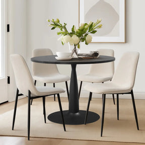 New Haven 35" Black Table & Oslo Black Leg Chair 5pcs Dining Set The Pop Maison