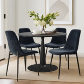 New Haven 35" Black Table & Oslo Black Leg Chair 5pcs Dining Set The Pop Maison