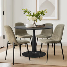 New Haven 35" Black Table & Oslo Black Leg Chair 5pcs Dining Set The Pop Maison