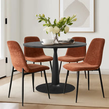 New Haven 35" Black Table & Oslo Black Leg Chair 5pcs Dining Set The Pop Maison