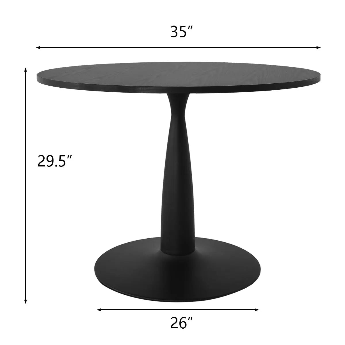 New Haven 35" Black Round table, Dining Table The Pop Maison