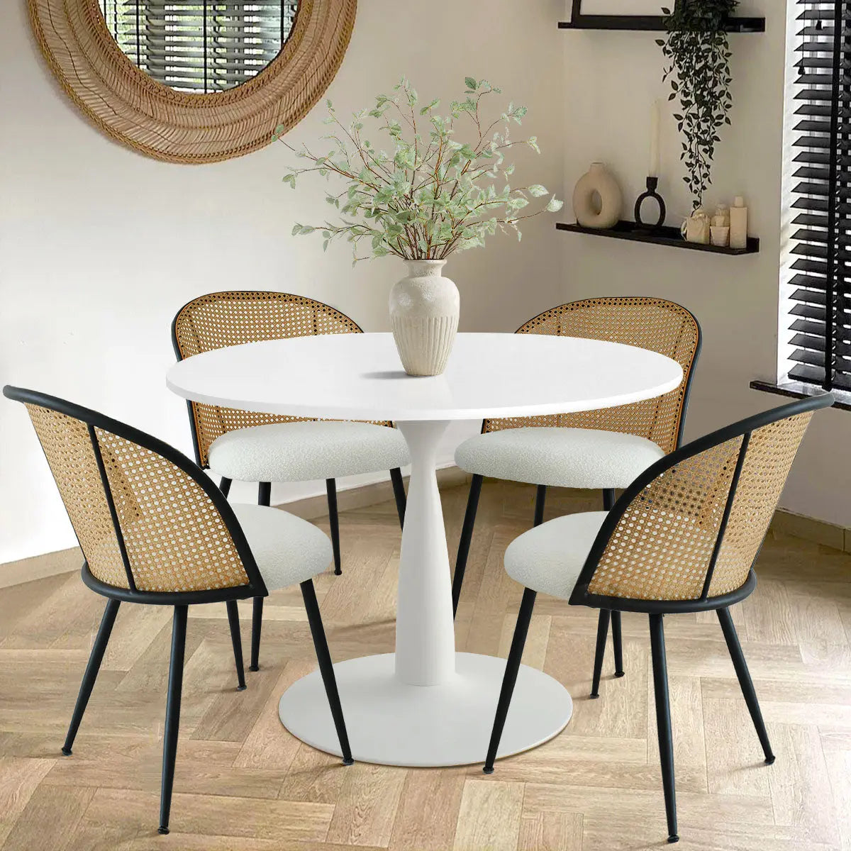 New Haven 35" Round Table & Jules Chair 5pcs Dining Set The Pop Maison