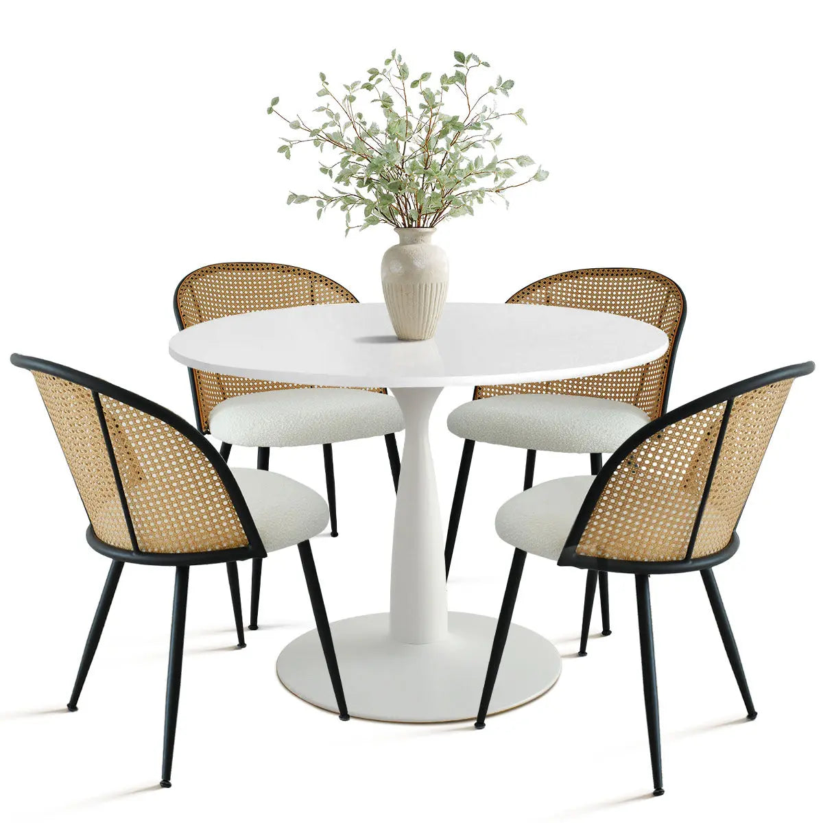 New Haven 35" Round Table & Jules Chair 5pcs Dining Set The Pop Maison
