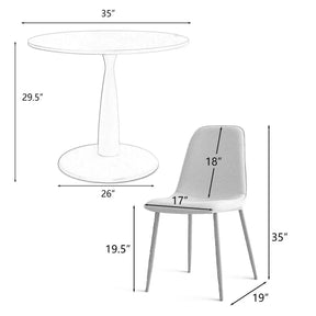 New Haven 35" White Table & Oslo Oak Leg Chair 5pcs Dining Set The Pop Maison