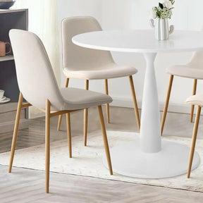 New Haven 35" White Table & Oslo Oak Leg Chair 5pcs Dining Set The Pop Maison