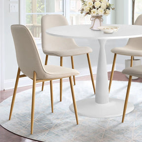 New Haven 35" White Table & Oslo Oak Leg Chair 5pcs Dining Set The Pop Maison