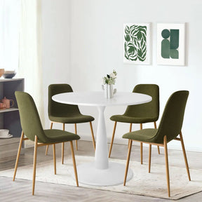 New Haven 35" White Table & Oslo Oak Leg Chair 5pcs Dining Set The Pop Maison