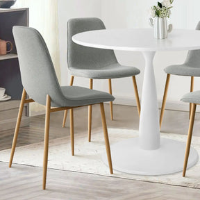 New Haven 35" White Table & Oslo Oak Leg Chair 5pcs Dining Set The Pop Maison