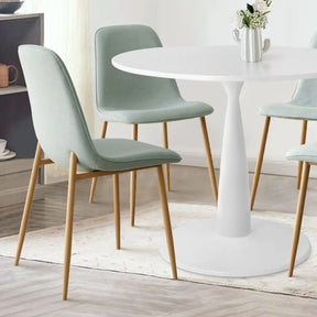 New Haven 35" White Table & Oslo Oak Leg Chair 5pcs Dining Set The Pop Maison