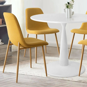 New Haven 35" White Table & Oslo Oak Leg Chair 5pcs Dining Set The Pop Maison