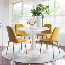 New Haven 35" White Table & Oslo Oak Leg Chair 5pcs Dining Set The Pop Maison