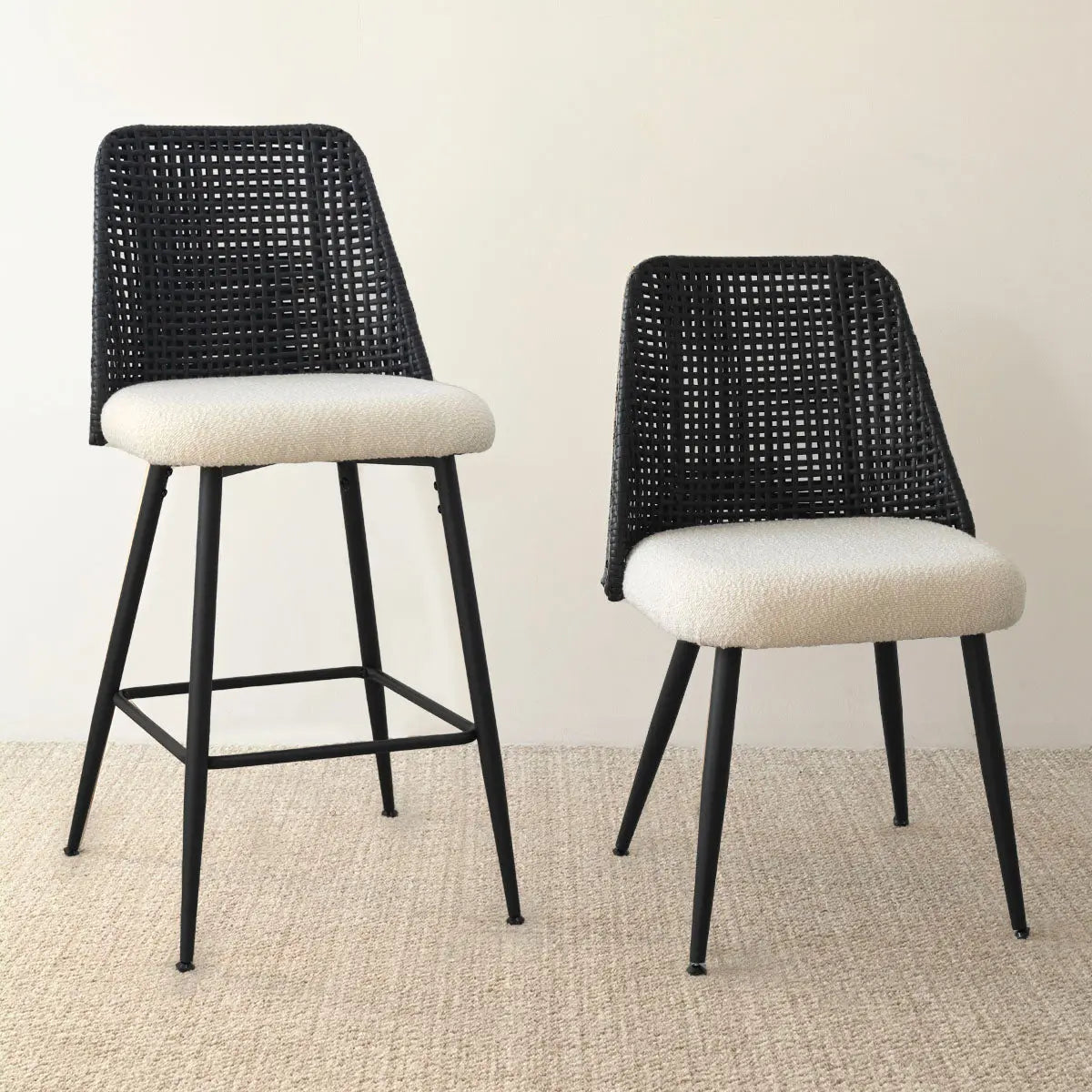 Nice Boucle Chair Set Of 4, Rattan Dining Chair The Pop Maison