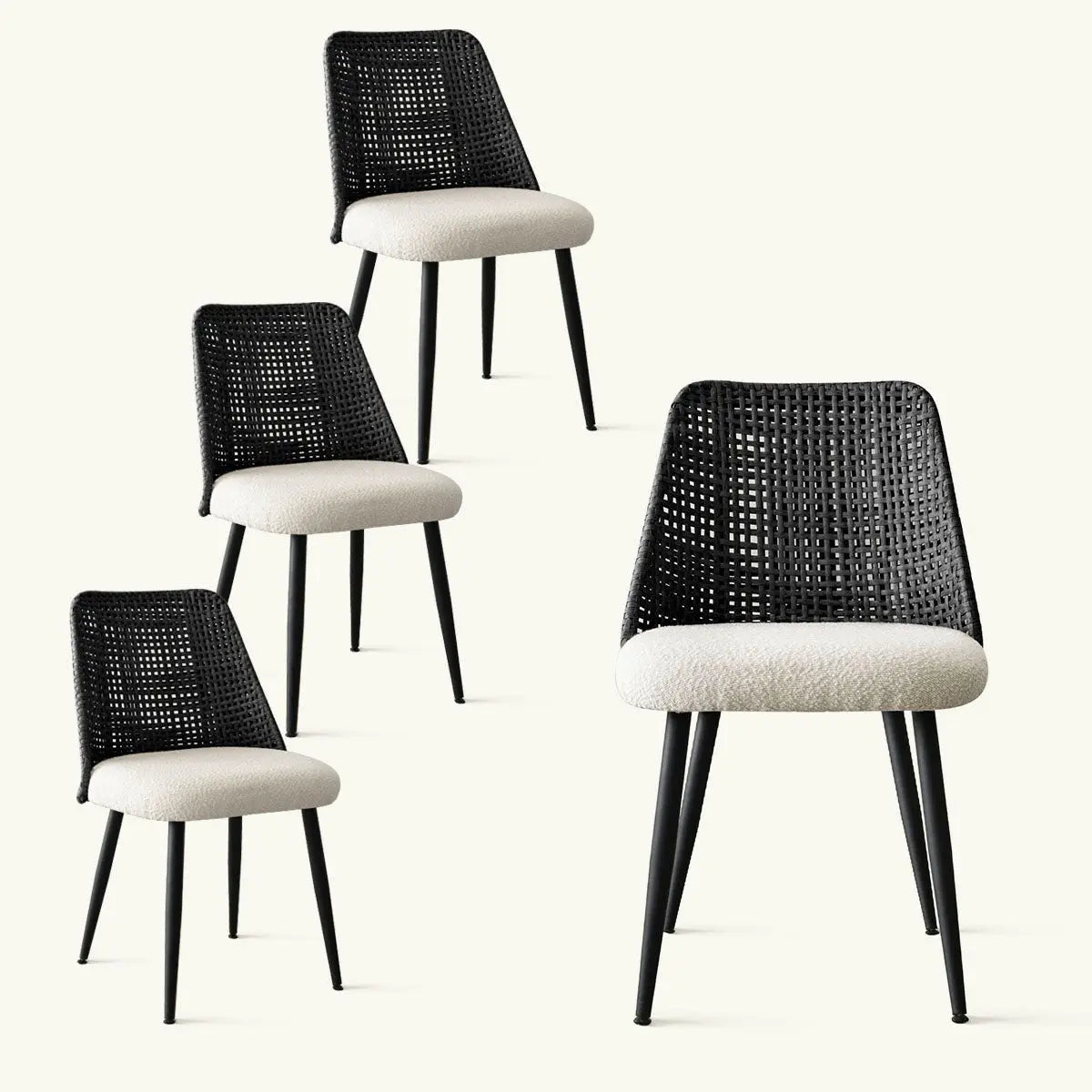 Nice Boucle Chair Set Of 4, Rattan Dining Chair The Pop Maison