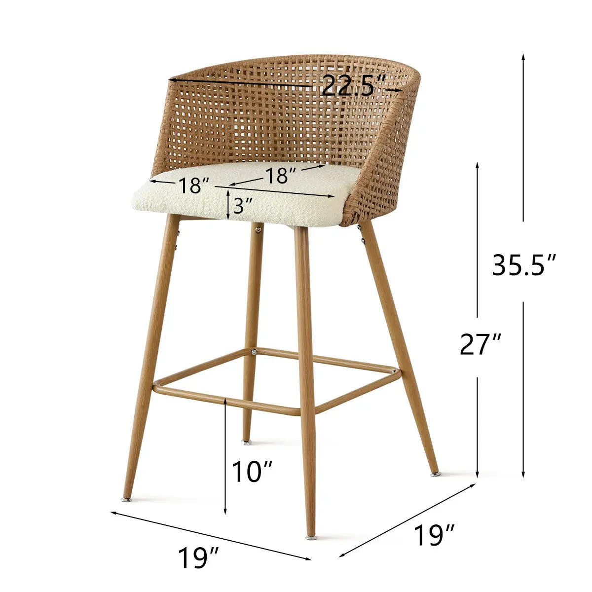 Nice Barrel Counter Stool Set with Luxury sherpa, Bucket-style Stool The Pop Maison