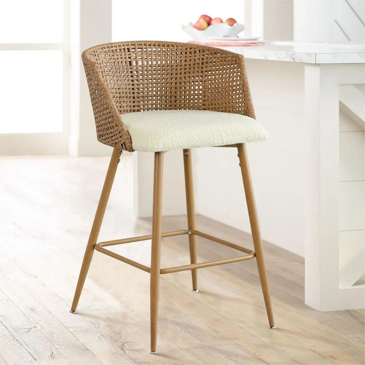 Nice Barrel Counter Stool Set with Luxury sherpa, Bucket-style Stool The Pop Maison