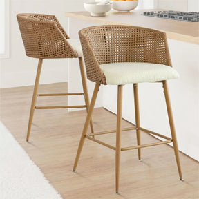 Nice Barrel Counter Stool Set with Luxury sherpa, Bucket-style Stool The Pop Maison