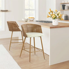 Nice Barrel Counter Stool Set with Luxury sherpa, Bucket-style Stool The Pop Maison