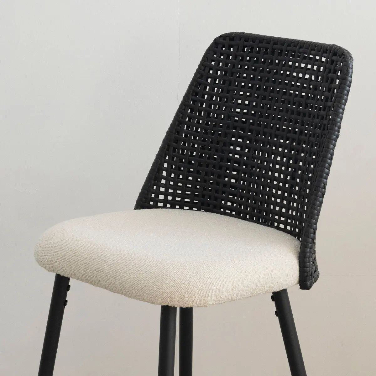 Nice Boucle Counter Stool With Rattan Backrest Set Of 2 The Pop Maison