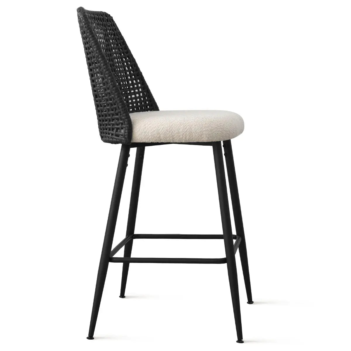 Nice Boucle Counter Stool With Rattan Backrest Set Of 2 The Pop Maison