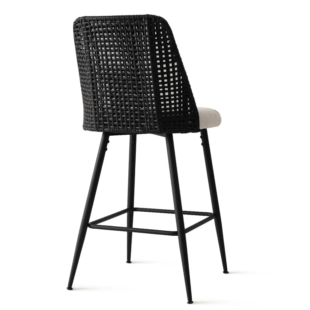 Nice Boucle Stool with Rattan Backrest(Set Of 4) The Pop Maison