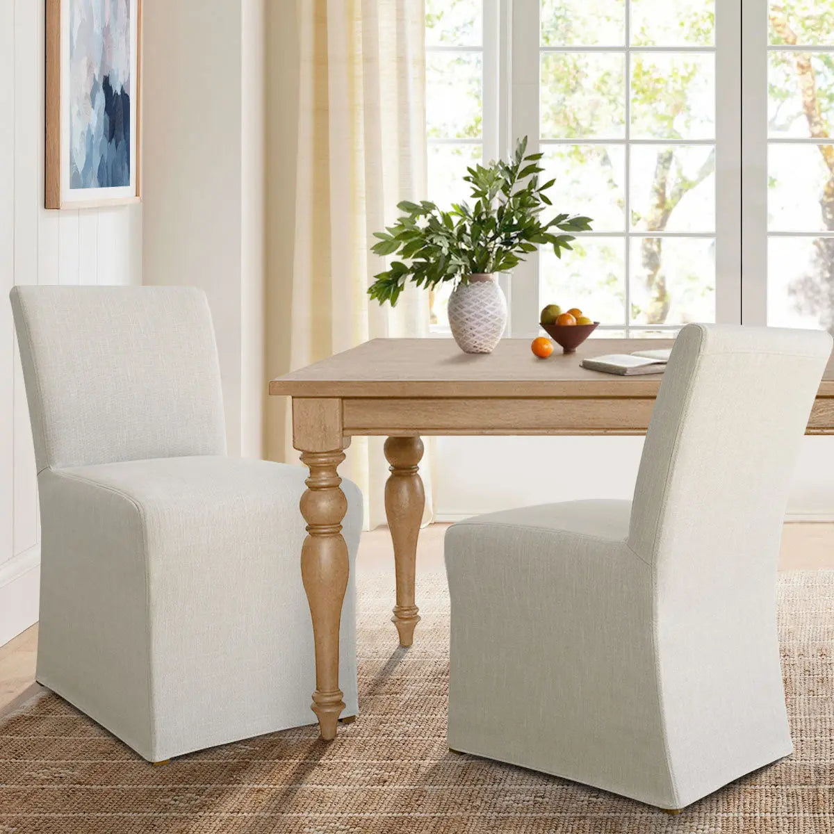 North Solid Back Side Chair, Removable Slipcover Dining Chair (Set of 2) The Pop Maison