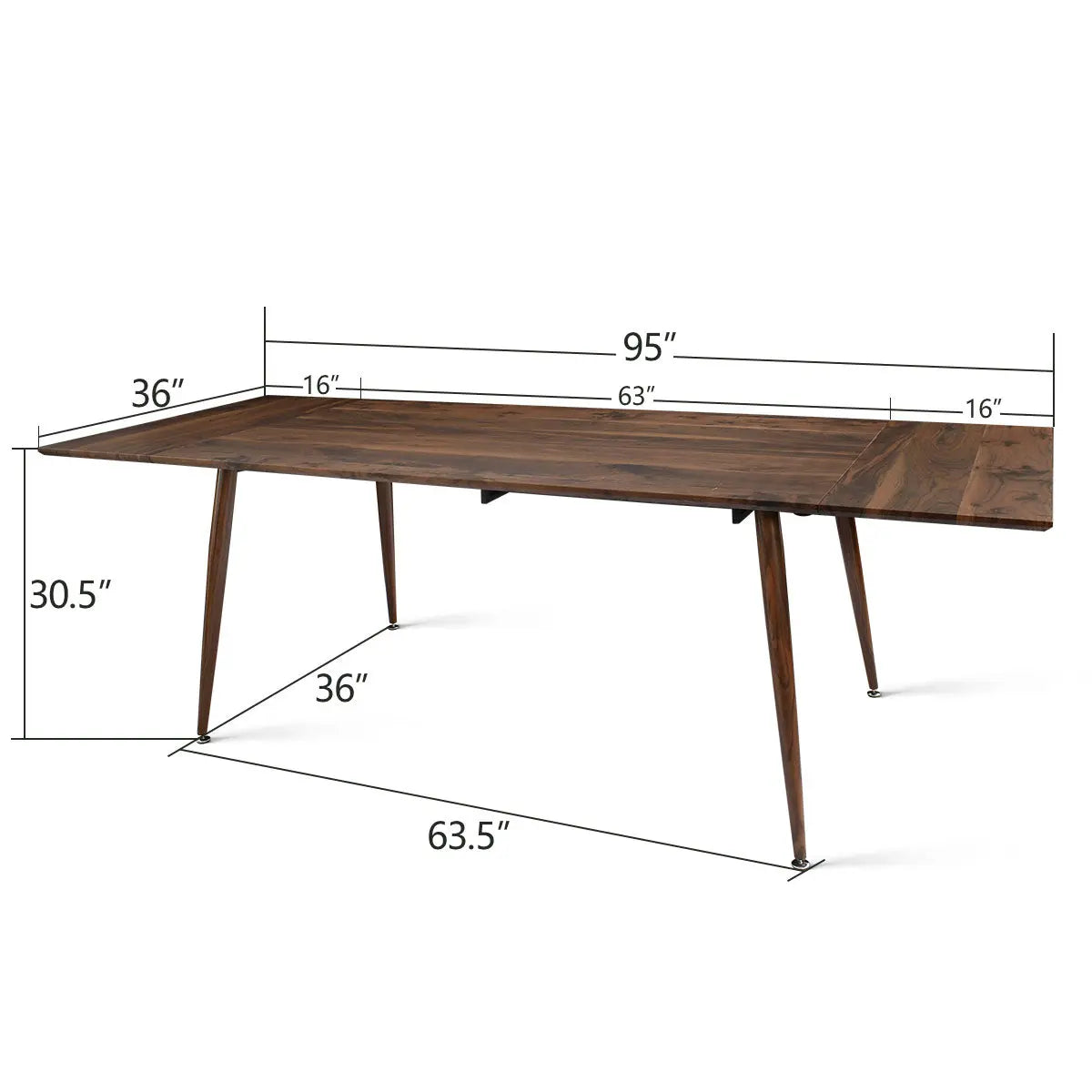 Odense 95" L Rectangular Extendable Dining Table The Pop Maison