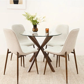 Oliver Walnut & Oslo Walnut 5pcs Dining Set The Pop Maison