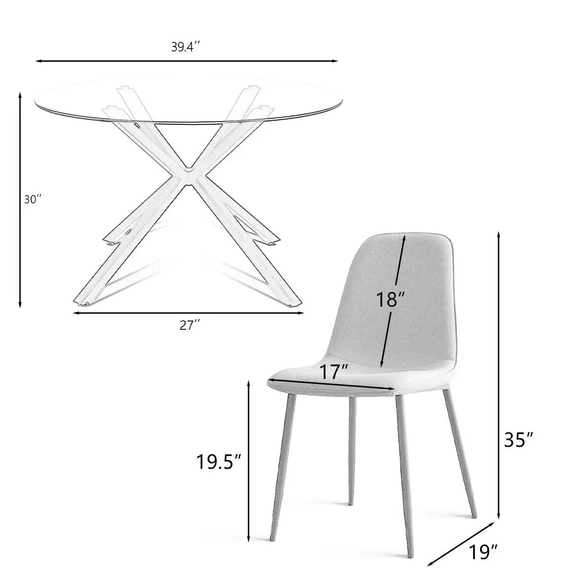 Oliver Walnut & Oslo Walnut 5pcs Dining Set The Pop Maison