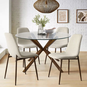 Oliver Walnut & Oslo Walnut 5pcs Dining Set The Pop Maison