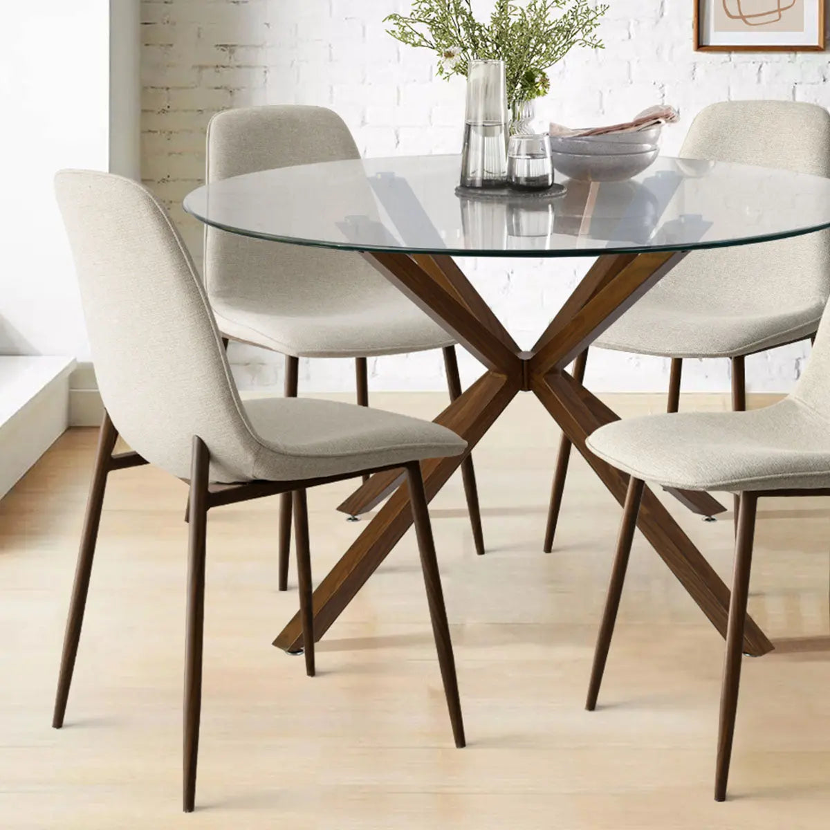 Oliver Walnut & Oslo Walnut 5pcs Dining Set The Pop Maison