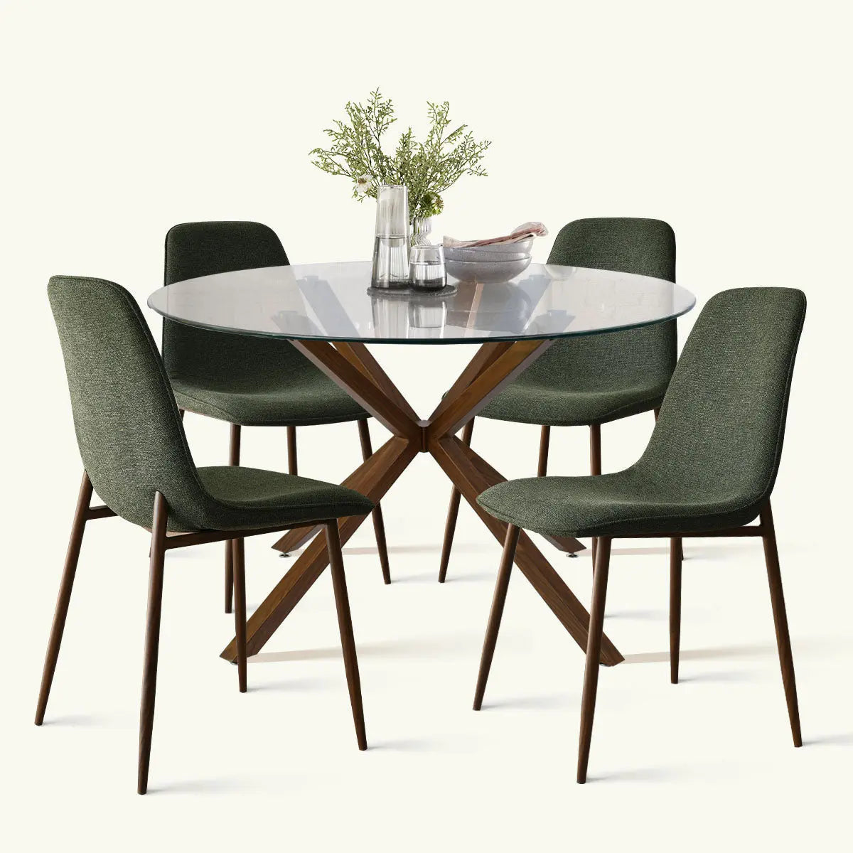 Oliver Walnut & Oslo Walnut 5pcs Dining Set The Pop Maison