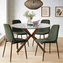 Oliver Walnut & Oslo Walnut 5pcs Dining Set The Pop Maison