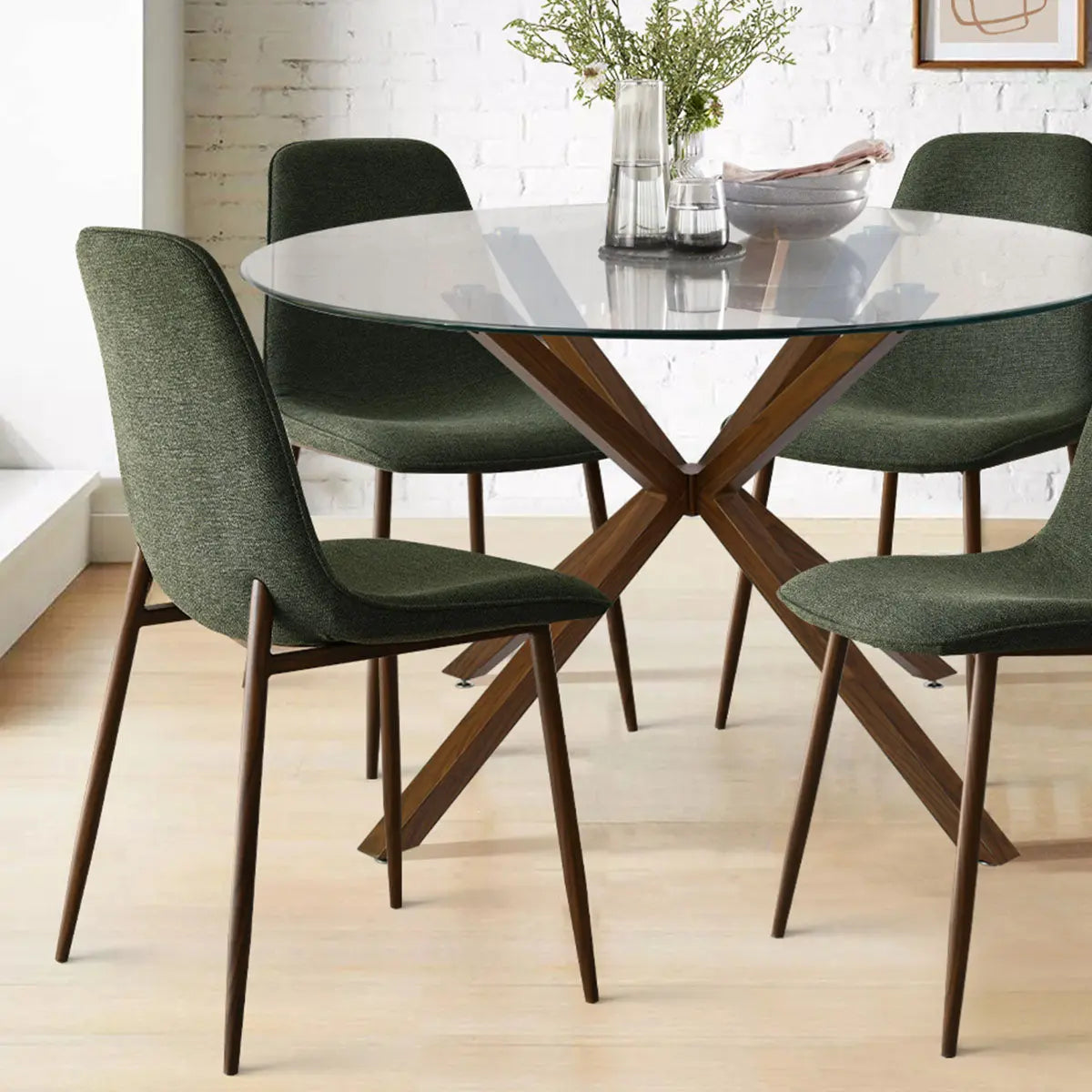 Oliver Walnut & Oslo Walnut 5pcs Dining Set The Pop Maison