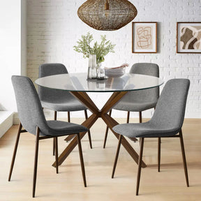 Oliver Walnut & Oslo Walnut 5pcs Dining Set The Pop Maison