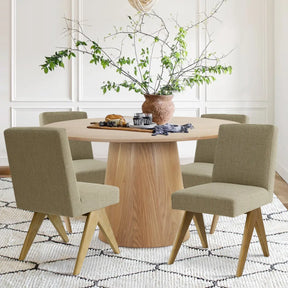 Orchid 52" Solid Oak Table & Morgan Oak Dining Chair, Round Dining Table Set for 4 The Pop Maison