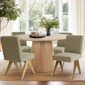 Orchid 52" Solid Oak Table & Morgan Oak Dining Chair, Round Dining Table Set for 4 The Pop Maison