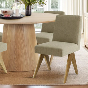 Orchid 52" Solid Oak Table & Morgan Oak Dining Chair, Round Dining Table Set for 4 The Pop Maison