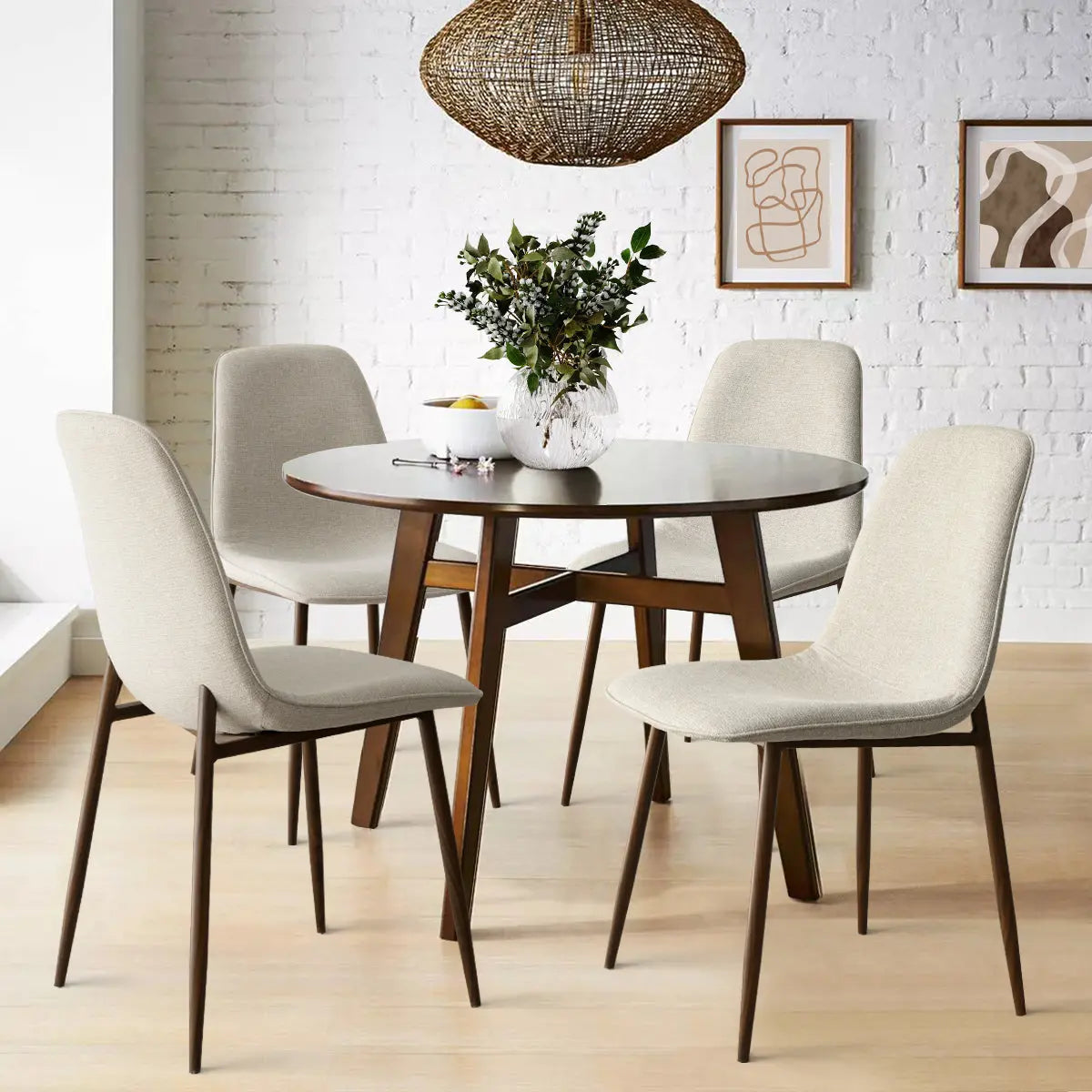 Oslo Dining Chairs with Walnut Legs (Set of 4) The Pop Maison