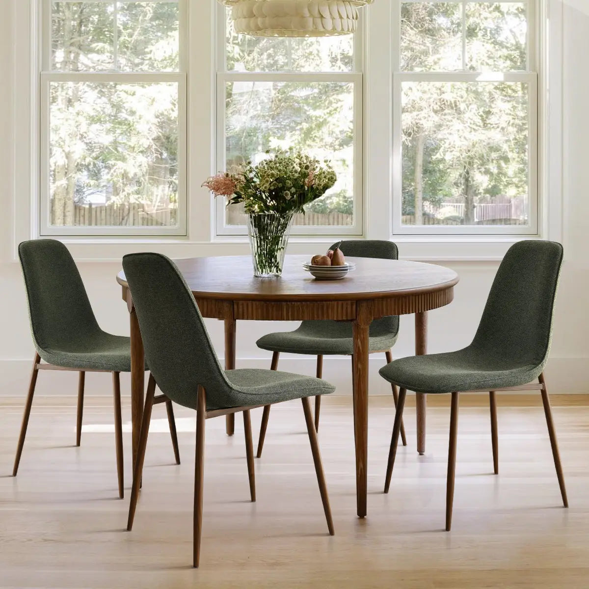 Oslo Dining Chairs with Walnut Legs (Set of 4) The Pop Maison