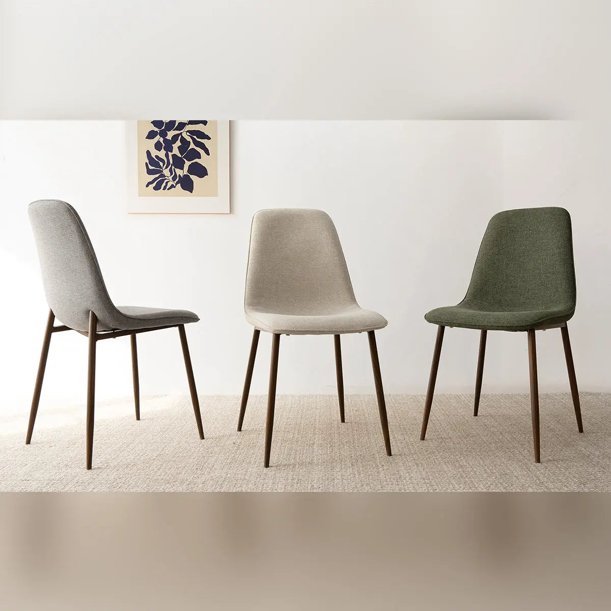 Oslo Dining Chairs with Walnut Legs, Modern Dining Chairs Set of 4 The Pop Maison