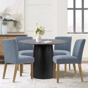 Saigong 42" White Oak Modern Elegance: Round Table & North Dining Chairs, Detail-Oriented 4-Seater Dining Set The Pop Maison