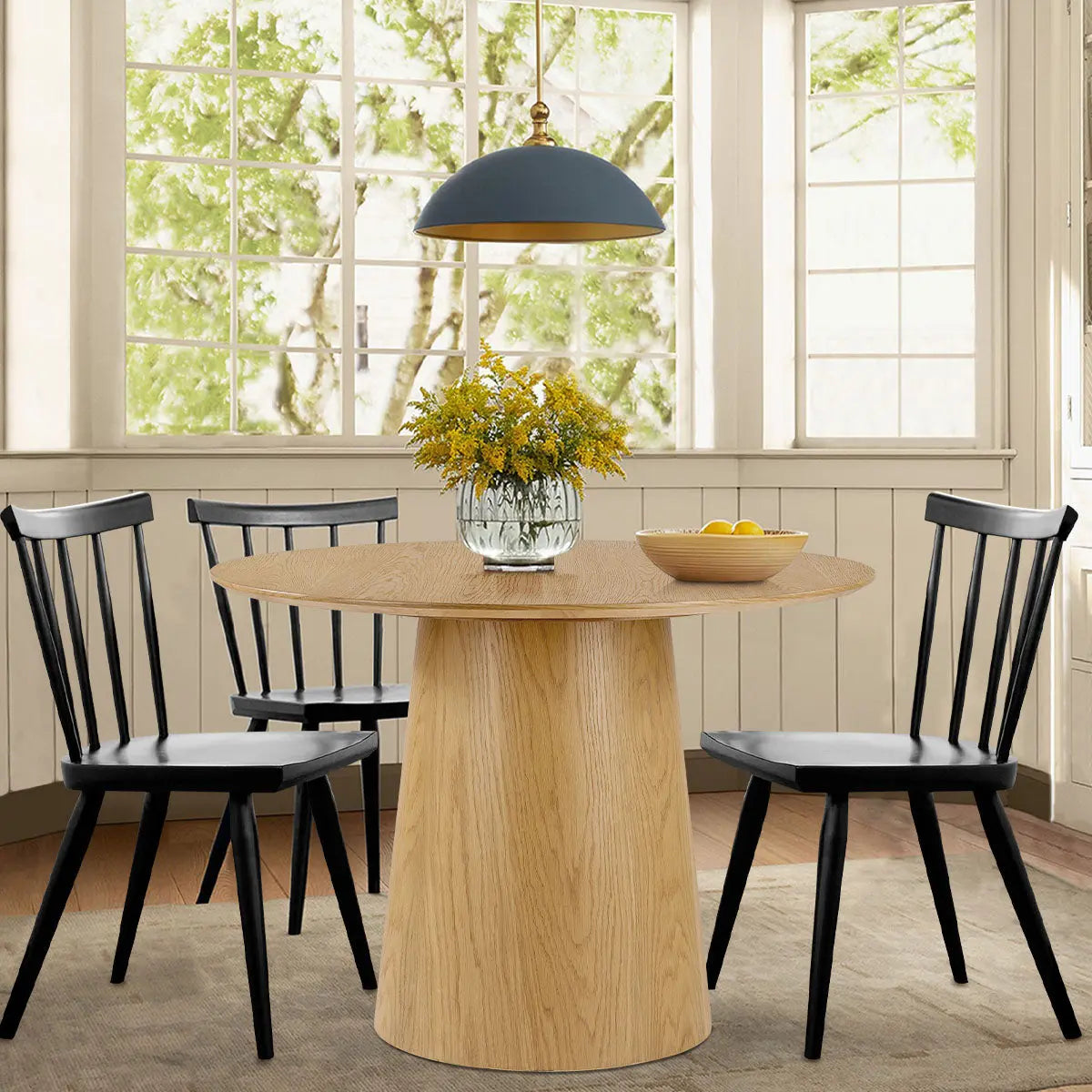 Saigong 42" Wooden Dining Table, Round Table For Small Apartment The Pop Maison