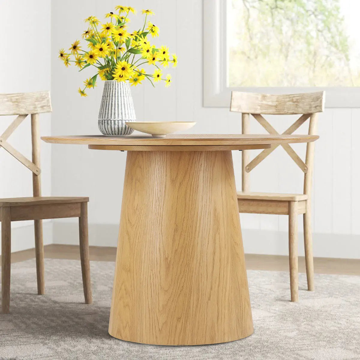 Saigong 42" Wooden Dining Table, Round Table For Small Apartment The Pop Maison