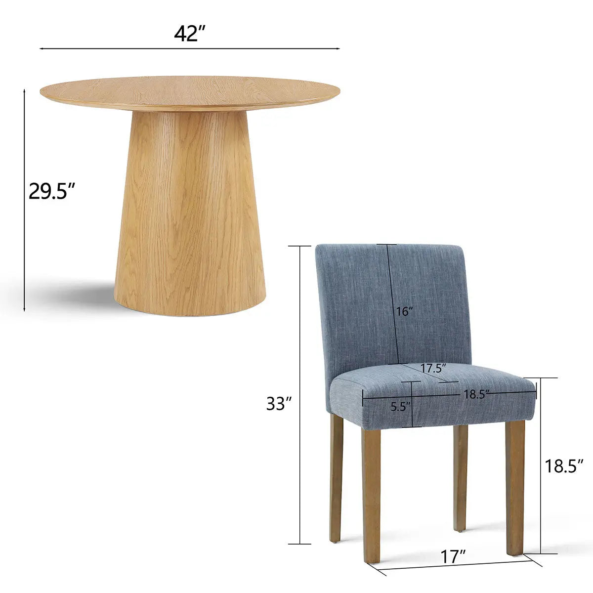 Saigong 42" White Oak Modern Elegance: Round Table & North Dining Chairs, Detail-Oriented 4-Seater Dining Set The Pop Maison