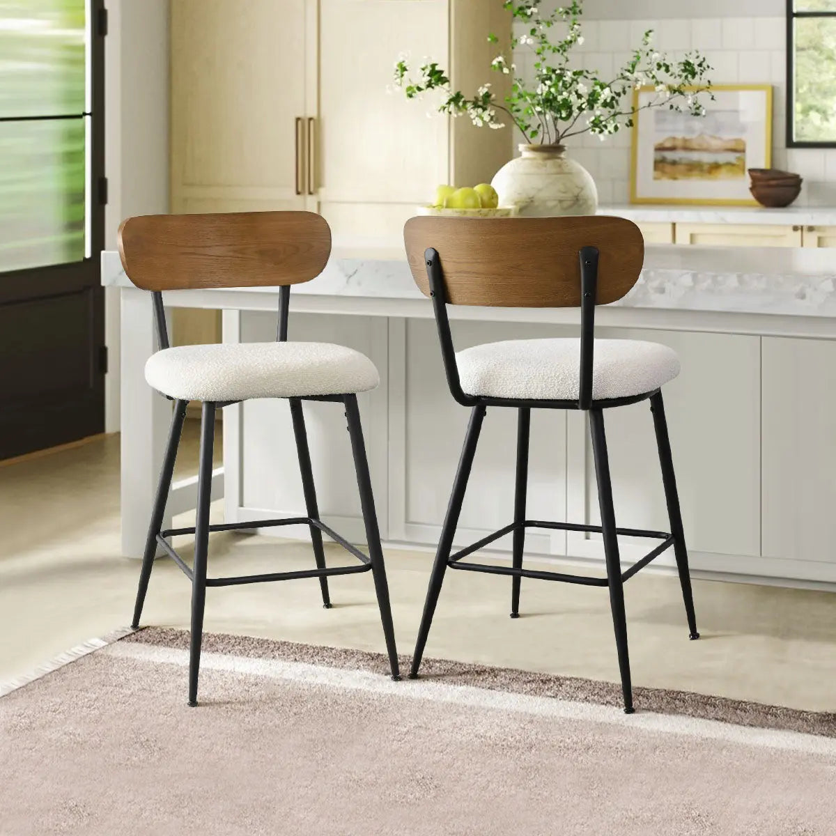 Skagen Boucle Counter Stool with Ash Back - The Pop Maison