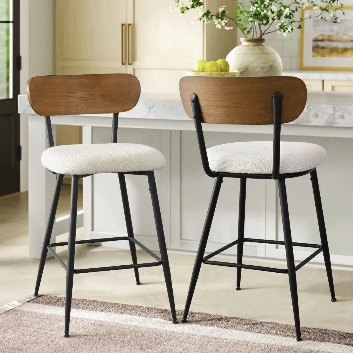 Skagen Boucle Counter Stool with Ash Back - The Pop Maison